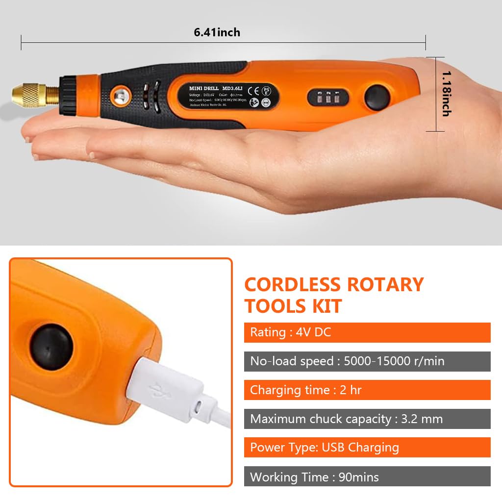 Verilux Cordless Drill Machine, 32pcs Mini Kit, USB Rechargeable 3 Speed Small Drill for Craft, Engraving/Polishing/Grinding/Cleaning, 3.6V Verilux Cordless Drill Machine, 32pcs Mini Kit, USB Rechargeable 3 Speed Small Drill for Craft, Engraving/Polishing/Grinding/Cleaning, 3.6V